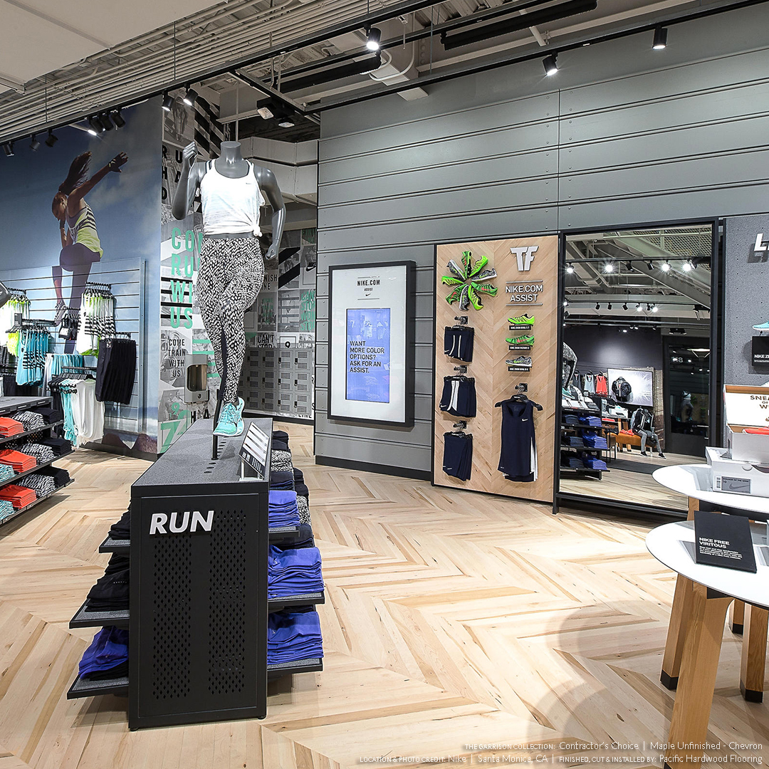 Nike Santa Monica, CA - Maple Chevron By Pacific Hardwood Flooring