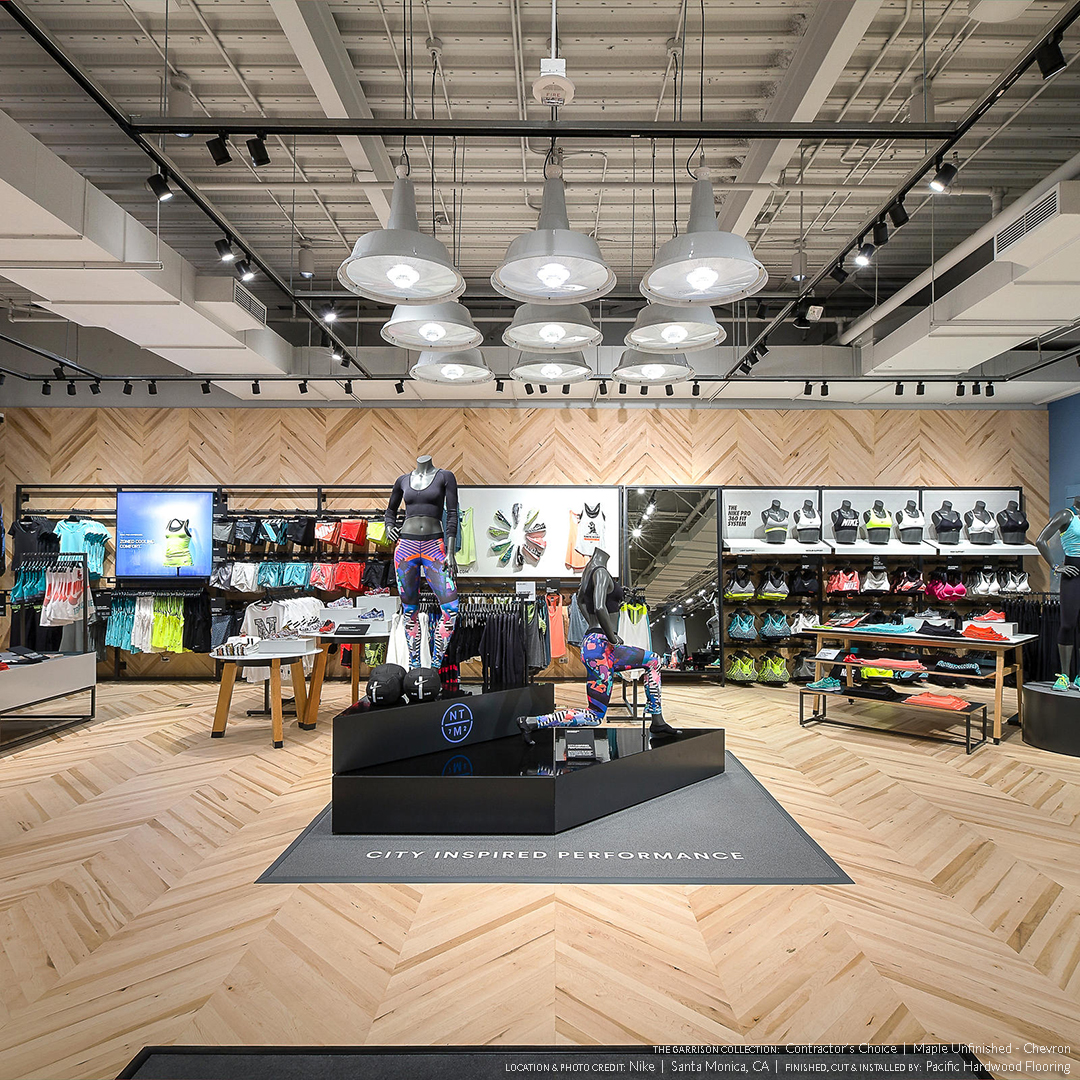 Nike Santa Monica, CA - Maple Chevron By Pacific Hardwood Flooring