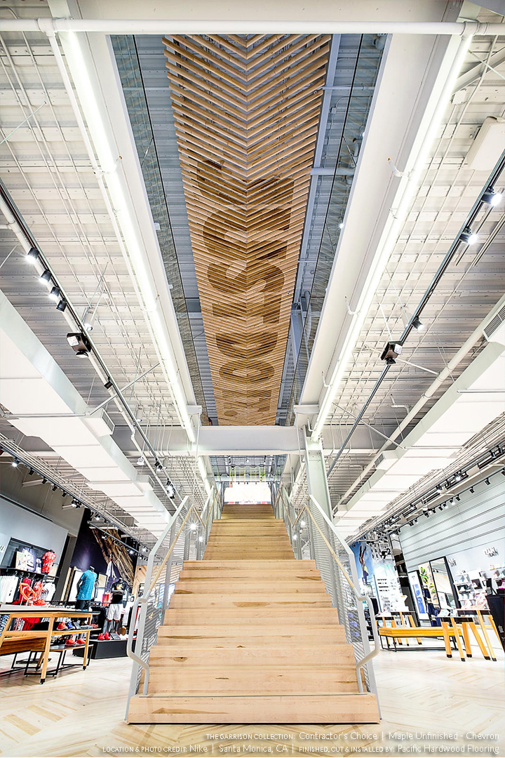 Nike Santa Monica, CA - Maple Chevron By Pacific Hardwood Flooring
