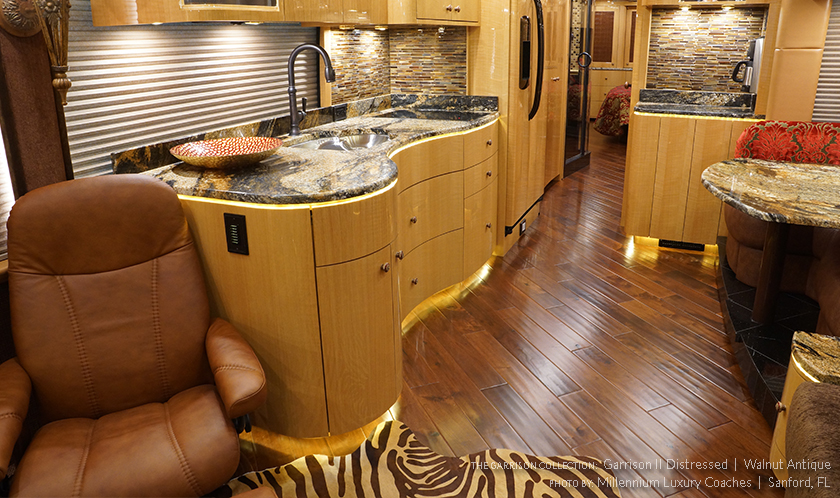 Walnut Antique Distressed Flooring - Millennium Luxury Coaches in Sanford, Florida