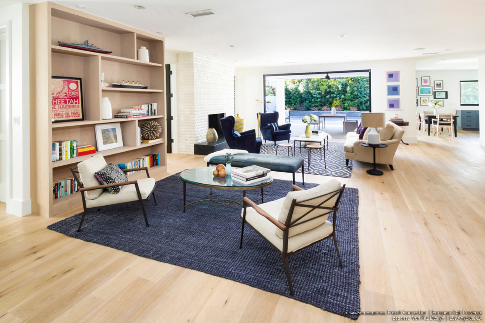 Open Floor Plan Transitional Living Room With French Connection Provence European Oak Flooring - Design By Von Fitz Design in Los Angeles, CA