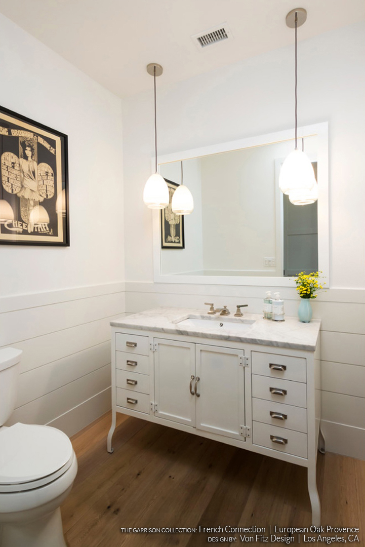 Bathroom With French Connection Provence European Oak Flooring - Design & Photos By Von Fitz Design in Los Angeles, CA