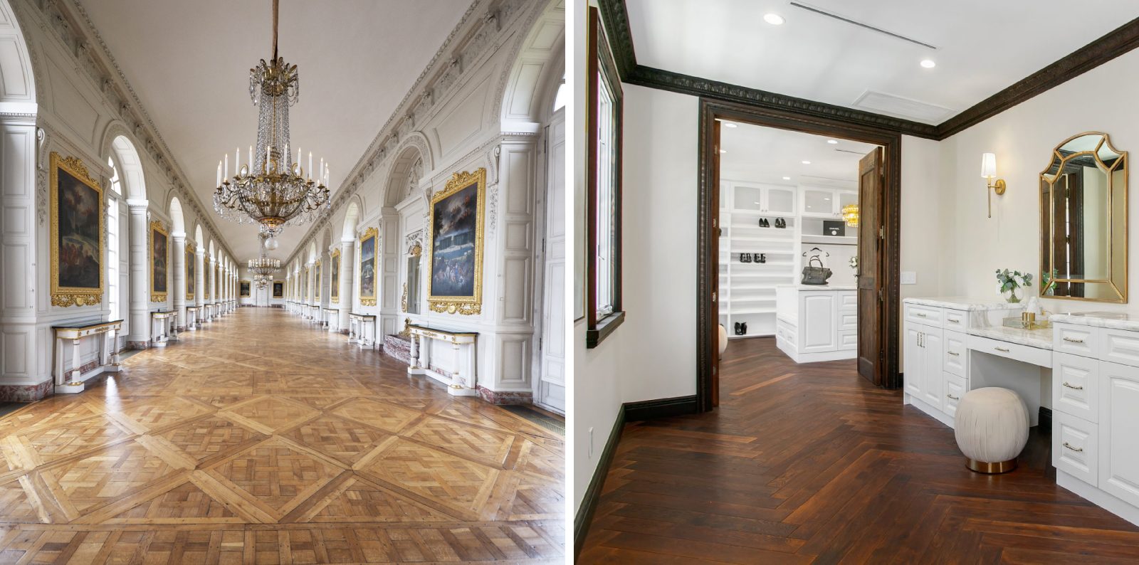 Historical Hardwood Trends: Palace at Versailles Parquet flooring and herringbone hardwood flooring
