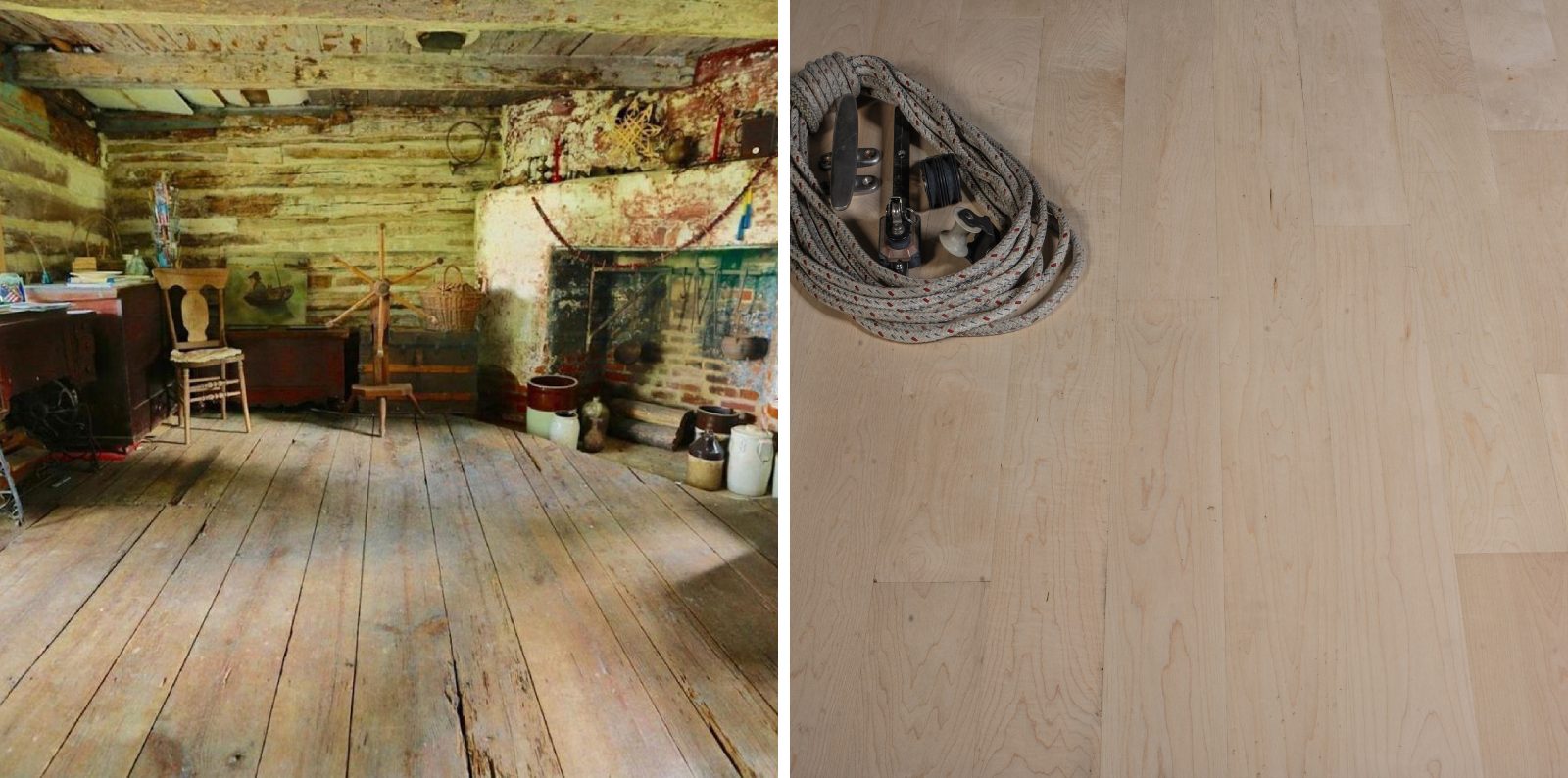 An image showing and comparing unfinished hardwood