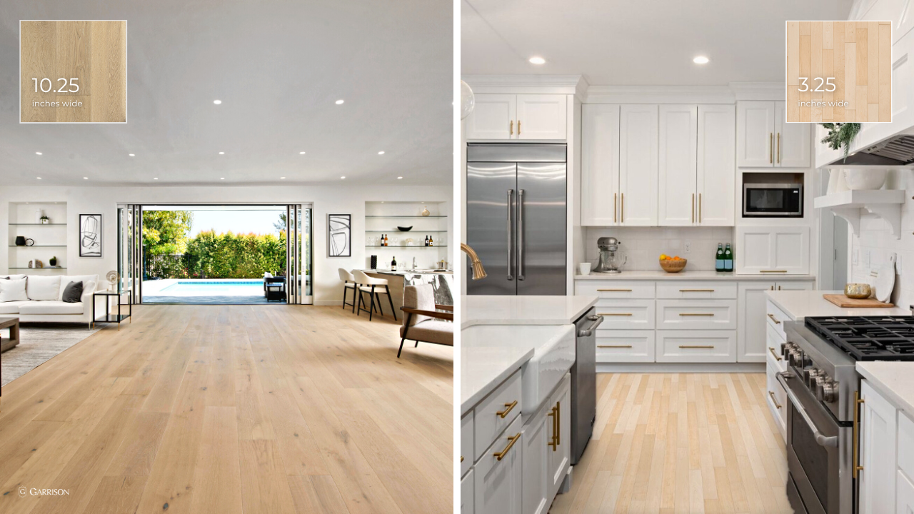 Comparing Wide Plank Hardwood Floors with Narrow Width Hardwood Floors -Blog Graphic for the Blog - Your Guide to Wide Plank Flooring - Garrison Collection