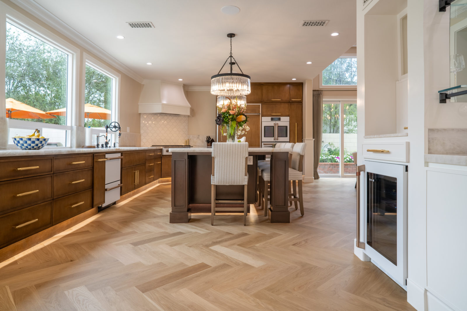 European Oak herringbone engineered hardwood flooring in Los Angeles