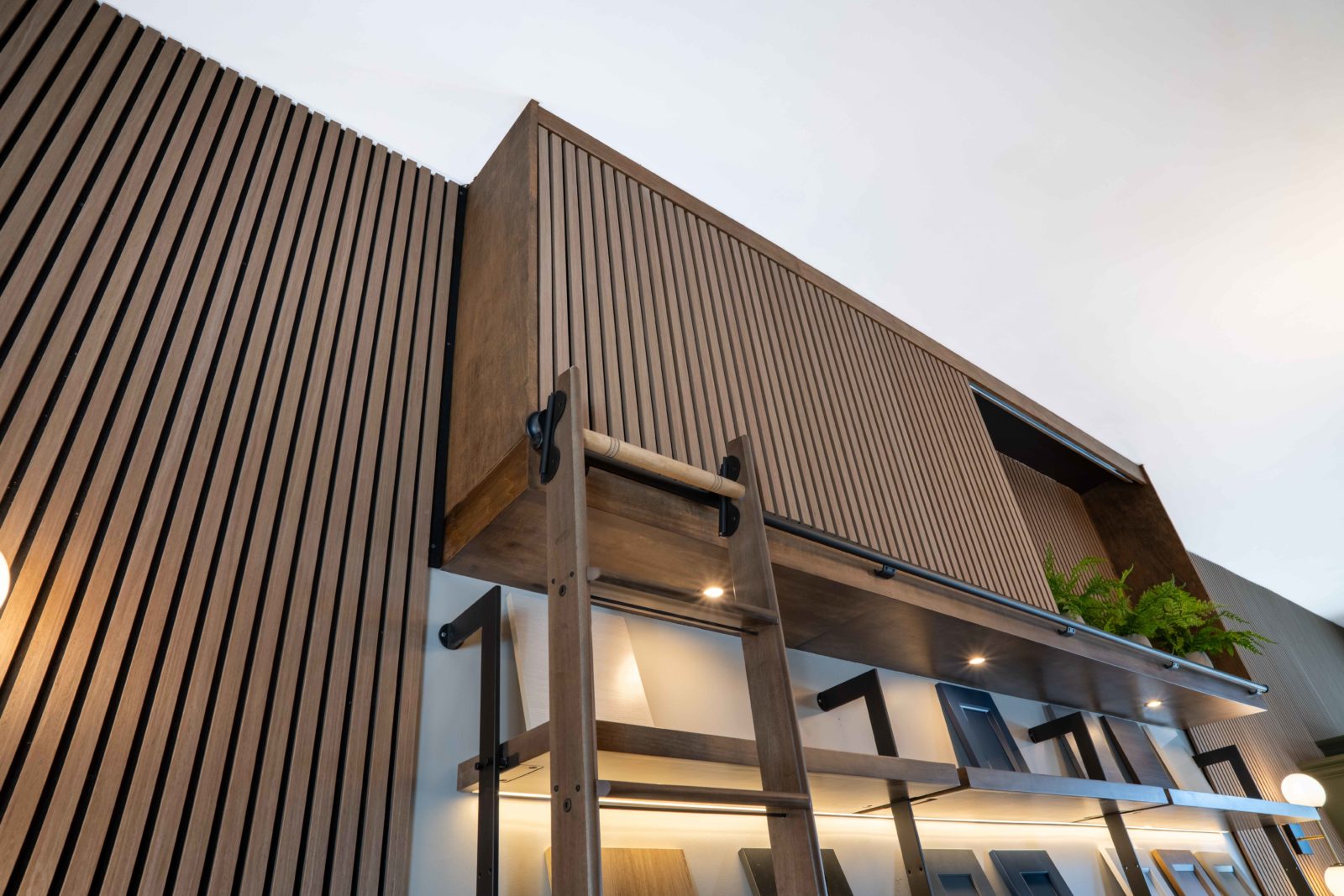 Warm Oak Parallels acoustic wall panels in a modern California commercial building