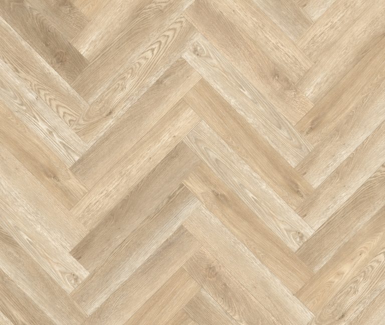 SPC Vinyl Flooring Sandstone in a Herringbone Pattern