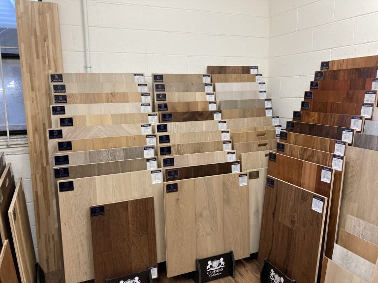 Garrison Flooring Dealer Racks at the Gardena, CA Old Master Products Location