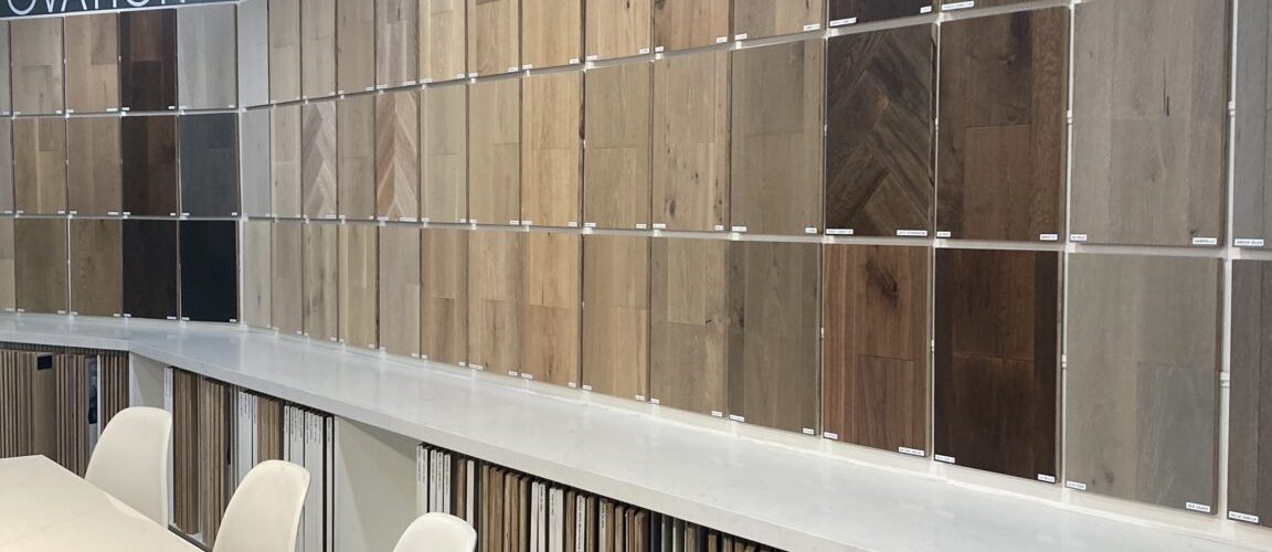Garrison Flooring Showroom at the Los Angeles, CA Location with flooring samples on the wall