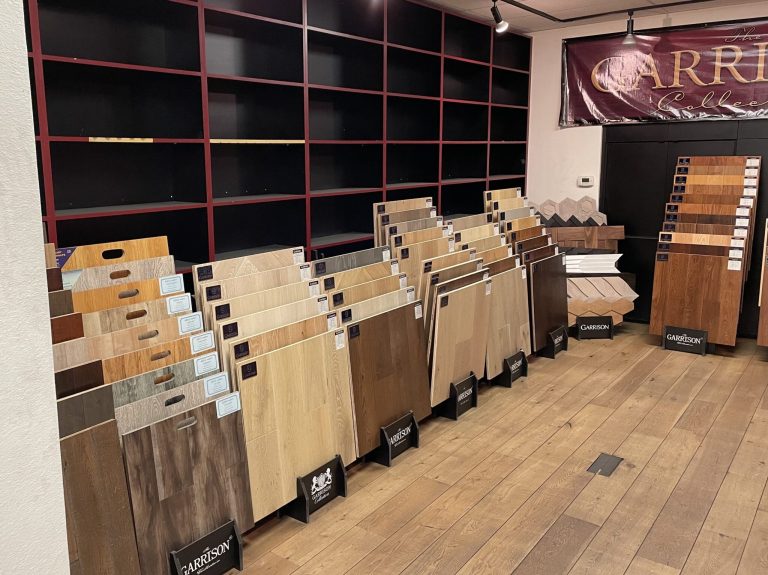 Garrison Flooring Showroom with dealer racks at the Old Master Products San Diego, CA Location