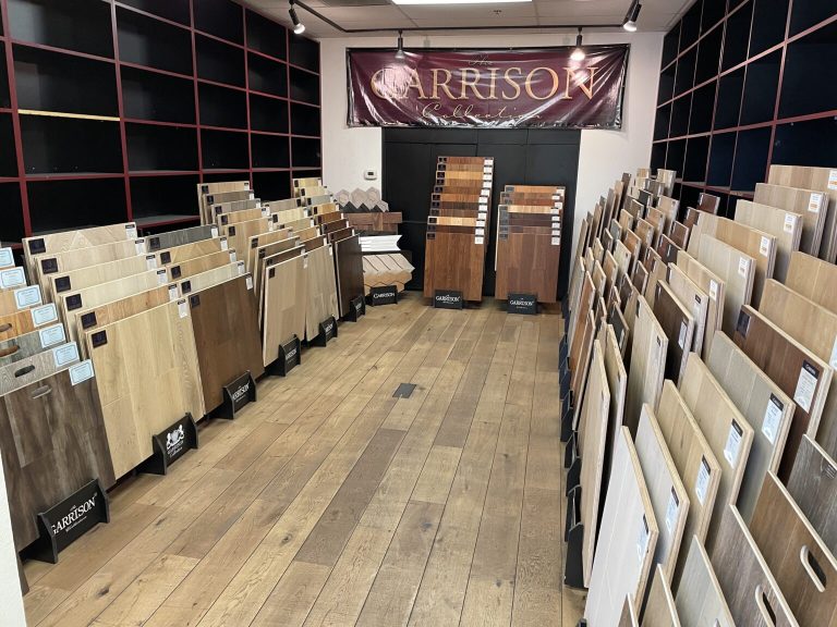 Garrison Flooring Showroom with dealer racks at the San Diego, CA Old Master Products Location