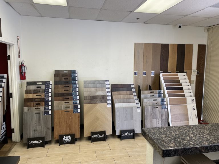 Garrison Flooring Showroom with dealer racks at the San Diego, CA Location
