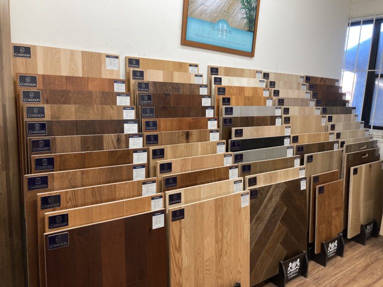 Garrison Flooring Dealer Racks at the Old Master Products Gardena, CA Location