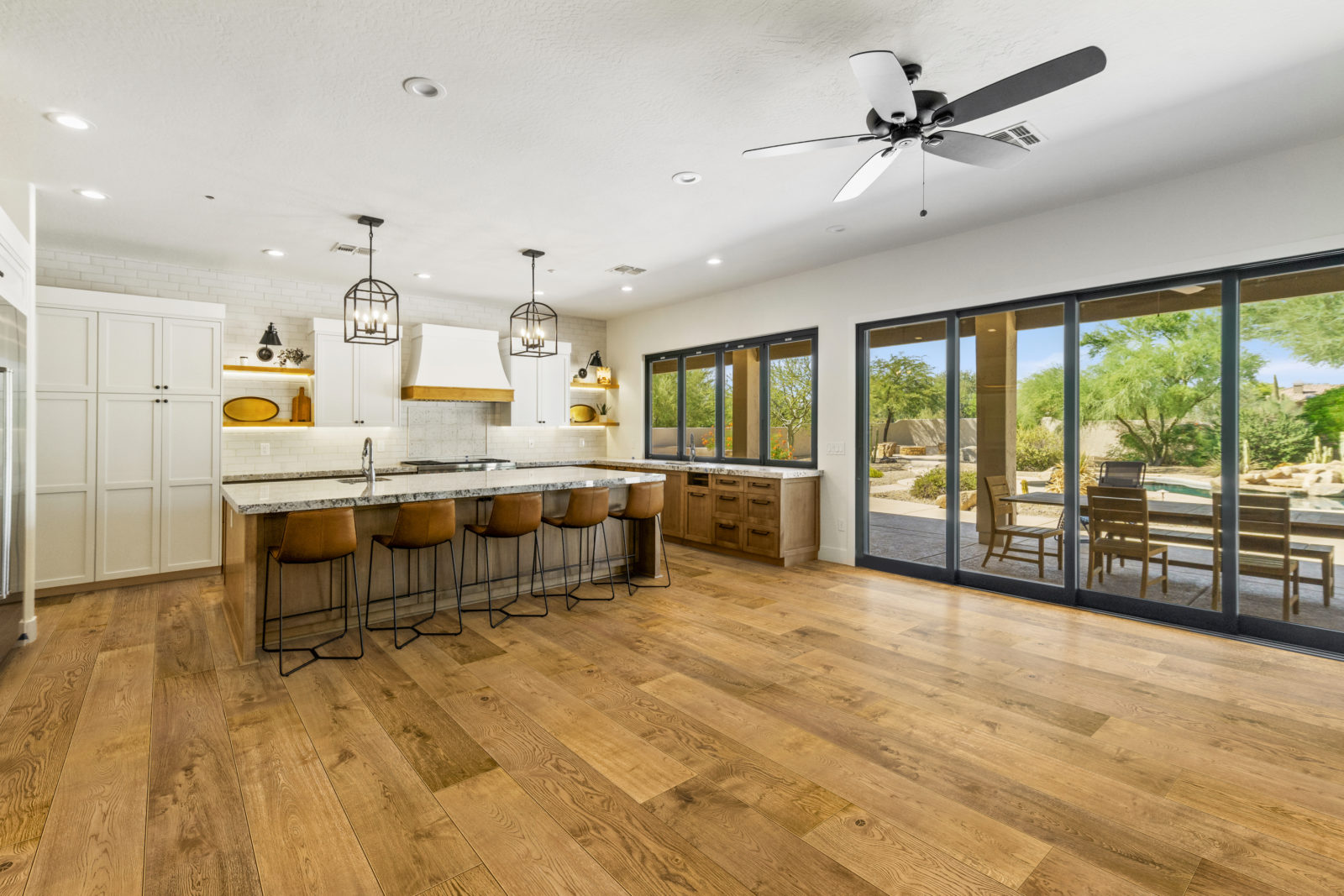 wide plank hardwood flooring in a beautiful modern Los Angeles home