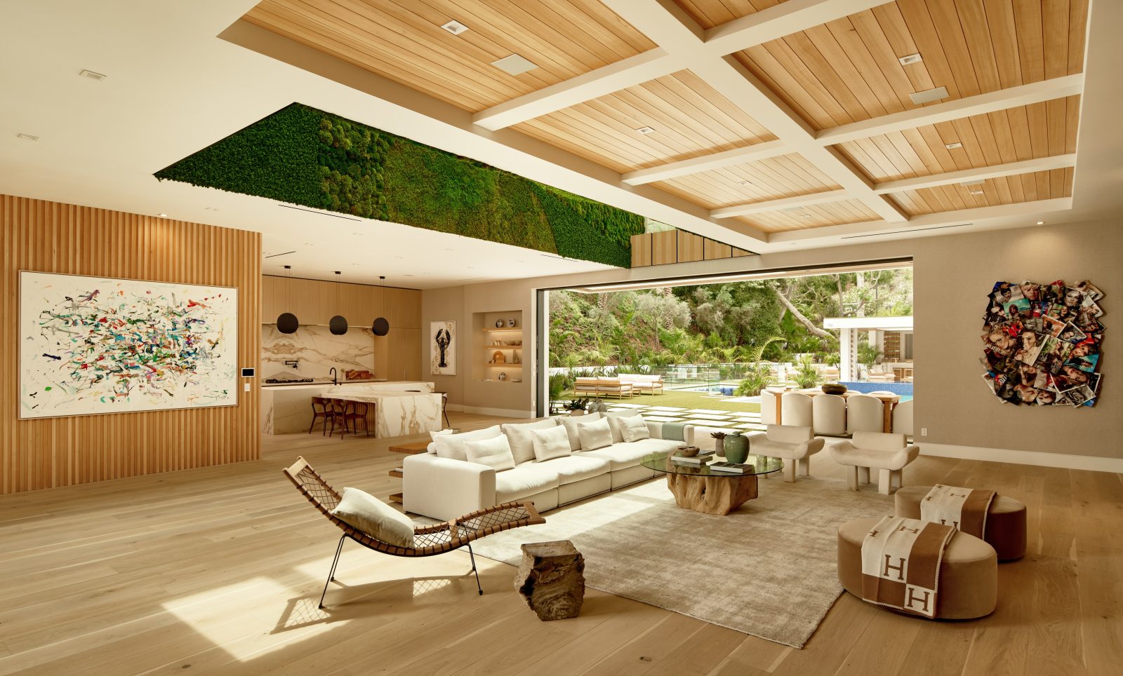 Modern open concept home featuring hardwood flooring throughout living and dining areas